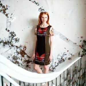 Anthropologie Ranna Gill Embroidered Art Nouveau Dress sz 12
